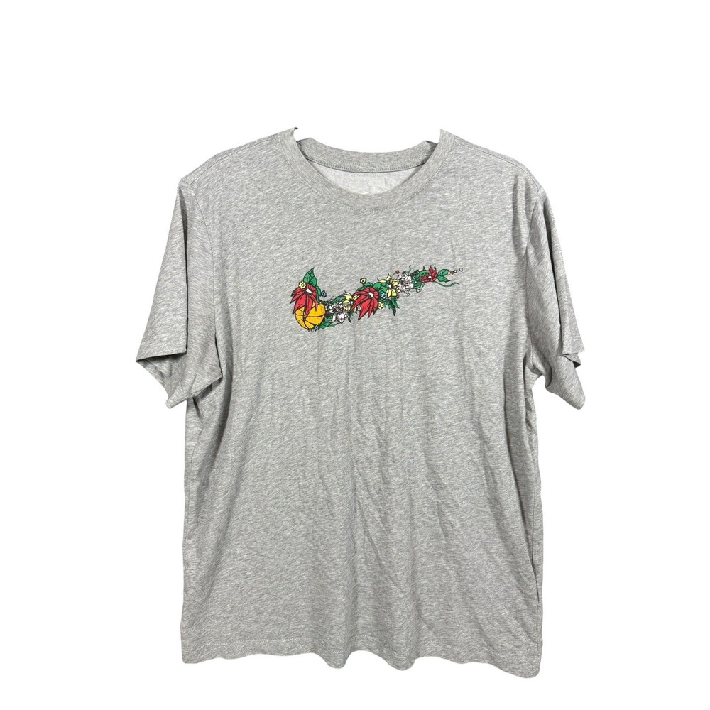 Nike Swoosh Men‎ Grey T-shirt Floral Size Large